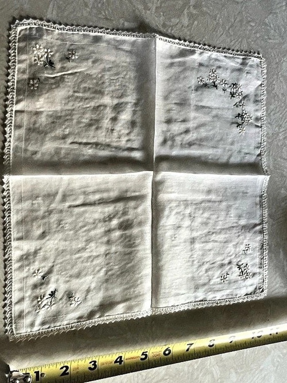 White Floral Embroidered Table Linen from 1900-1950